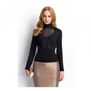 Haut Noir en Dentelle et Coton Femme