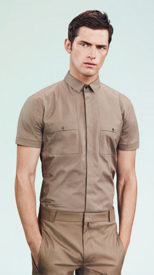 Chemise à manches courtes beige